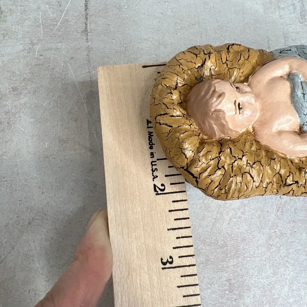 Vintage Handmade Ceramic Baby Jesus In A Manger‎